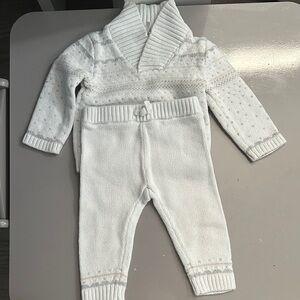 Janie and Jack White Knit Kids Matching Set